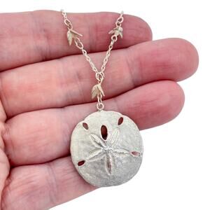 Vintage Sterling Silver 925 Sand Dollar Bird Necklace 19"